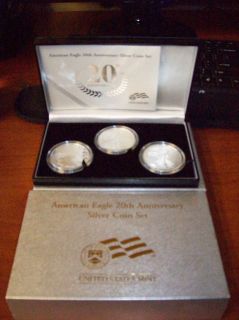 2006 American Eagle .999 Silver Proof Coin Set   20th Anniversary 