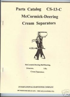 IHC McCormick Deer​ing Cream Separators Parts Catalog International 