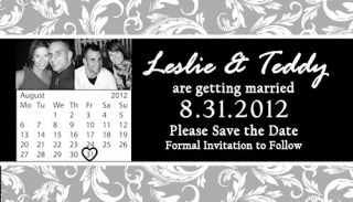 65 Save The Date Magnets Wedding Favors GREY DAMASK & Envelopes