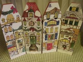 Cute Double Sided Christmas Screen/Divider~Red/Wood~Vintage House 