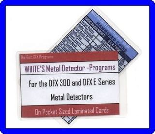 WHITES DFX Metal Detector PROGRAMS & SETTING Laminated Cards for 300 