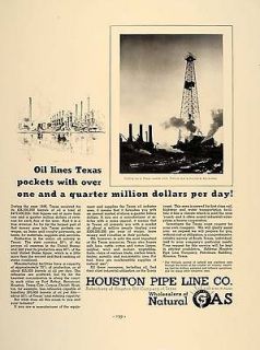 1937 Ad Houston Pipe Line Co. Natural Gas TX Oil Well   ORIGINAL 