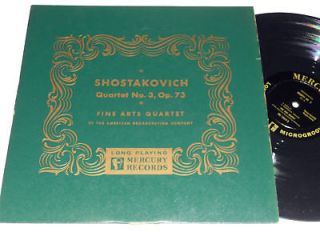 SHOSTAKOVICH Fine Arts Quartet No. 3, Op. 73 NM Mercury