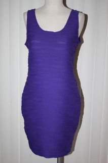 NWT Bebe wavy lined textured tank dress Womens L violet purple new