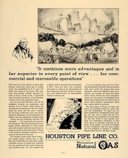 1936 Ad Houston Pipe Line Natural Gas Oil Texas G Hill   ORIGINAL 