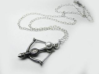 Hunger games Katniss bow and arrow sterling silver chain necklace