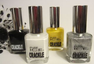 Pure Ice Crackle Nail Polish Black Yellow Silver Manicures Pedicures 