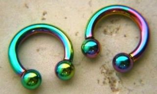   12mm Rainbow Titanium Circular Barbell Horseshoes Earring NoseRing