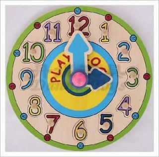 Wooden cartoon clock cognitive puzzle digital early childhood children 