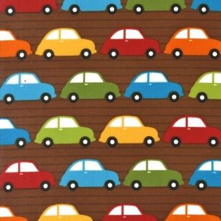 Earth Cars, City Centre, Print & Pattern, Kaufman, Brown Baby Boy Red 