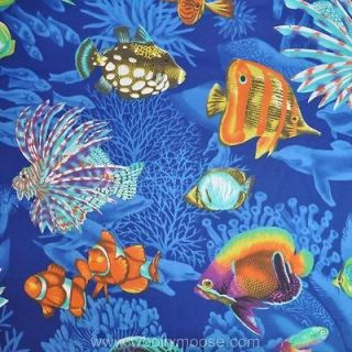   Springs TROPICAL SEA CREATURE Fish Dolphin BLUE Quilt Fabric 1/2 YARD