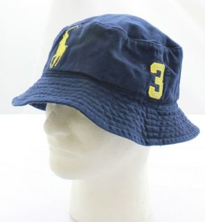Ralph Lauren NEW Blue Large Logo Solid Beachside Bucket Boonie Hat 