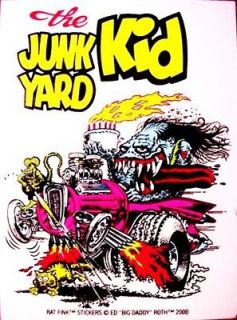 Rat Fink JUNK YARD KID Decal Sticker Hot Rod Gasser Car Street Drag 