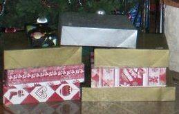   CHRISTMAS WRAPPING 4 GIFT BOX SET SHIRT BOXES GOLD SILVER RED NEW WRAP