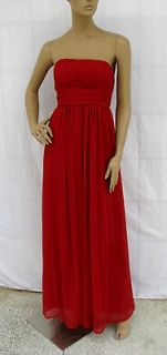 451 Red Pleated Padded Strapless Evening gown Bridesmaid Wedding Prom 