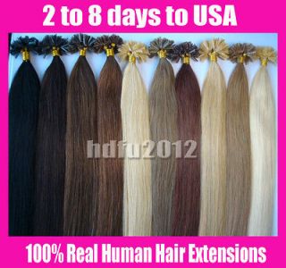  US 100gram 200s Pre Bonded 20 Nail U Tip 100% Human Hair Extensions
