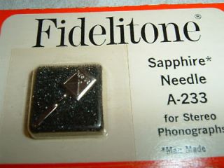 Fidelitone Sapphire Needle A 233 stereo phonograph vtg