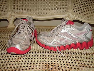 REEBOK ZIG TECH ATHLETIC SHOES RED / SILVER YOUTH 3.5M
