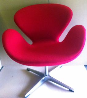   Arne Jacobsen Design, Red, Cashmere Wool, New, Swivel Chairs, Retro