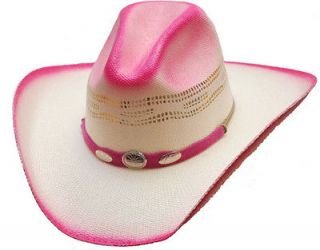 Western Express Hot Pink Silver Conchos Straw Cowboy Hat  L/XL  NEW