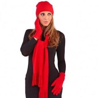   PLAIN HAT, SCARF AND GLOVE SET IN BLACK/WINTER WHITE/RED/PURPLE