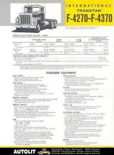 1972 International Transtar F4270 4370 Truck Brochure