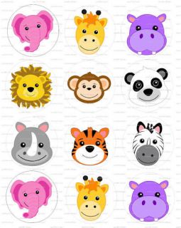 Safari Animals Rice Paper Cup Cake Toppers x 24