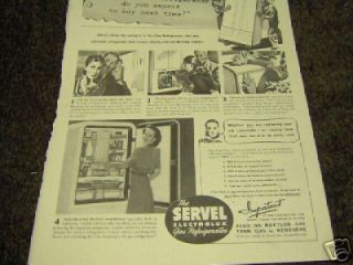 1940 Antique Servel Gas Electrolux Refrigerator Ad