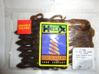 Doc Waters 6 Salt Lick Lizard, Green Pumpkin w/Red Flk, 8 Cnt (New 