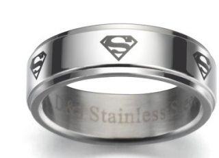   Ring Stainless Steel 7mm Band Men Boys With Cool Super Hero Size12