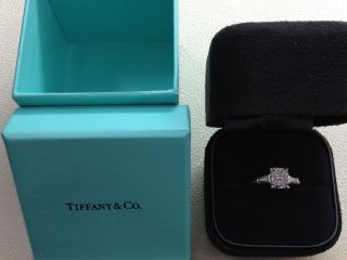 Authentic Tiffany & Co Engagement Ring 1.51ct Center in Platinum w 