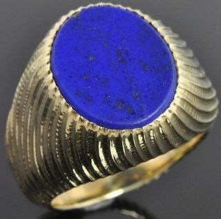 Tiffany & Co Schlumberger 18K Yellow Gold Oval Lapis Signet Mens Ring 