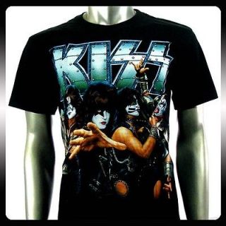 Kiss Punk Rock n Roll Music Band Retro T shirt Sz M Punk Vtg Biker 