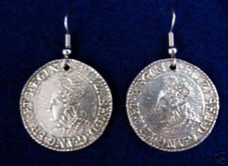 Pirate Jewelry Elizabethan Shilling coin Earrings SCA