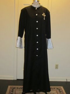 Women Clergy Robe, Black & Silver or Black & Gold, NEW sizes 6 to 24
