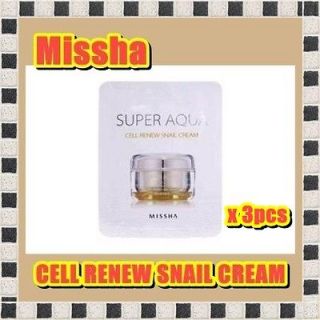 Missha Sample   SUPER AQUA CELL RENEW SNAIL CREAM (1ml x 3pcs)