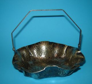 BERNARD RICES SONS HAMMERED SILVERPLATE BASKET 1920s