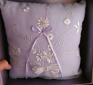 Wedding or Quinceanera Embroidered ring pillow violet NIB