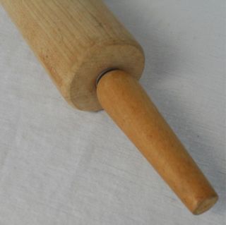 17 Vintage Light Wood Rolling Pin w/ Spinning Handles