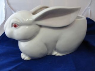 Fitz and Floyd FF White Rabbit Bunny Planter Bowl Ceramic Vase Flower 