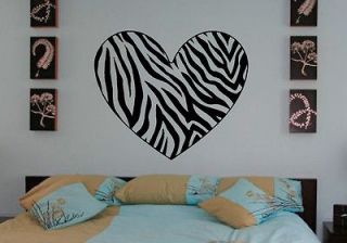 Zebra Stripe Heart w/Border Vinyl Wall Decal Sticker