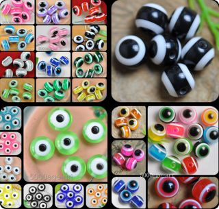 110pcs Choose color charm Acrylic evil eye round disk oval resin beads