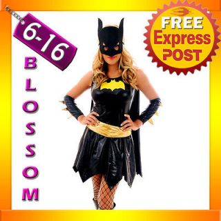F76 Batgirl Super Hero Superhero Ladies Fancy Dress Costume Outfit 