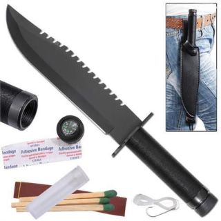 Rambo First Blood Survival Knife With Survival Kit All Black Water 