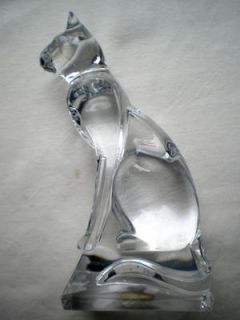 French Art Deco Baccarat crystal sculpture signed DURAND CAT sitting
