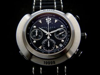 Rare Black Bracelet MONTEGA Ronaldo R 9 Automatic Swiss Chronograph 