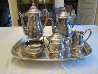   piece silver service tea/coffee with waiters tray International Co