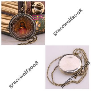 Russian Nesting Dolls Design Antique Brass Pocket Watch 1pc Necklace 