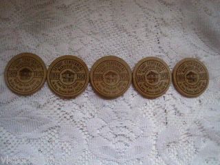 Mansfield Ohio Wooden Nickels May 1958 National Tavern Month Five 