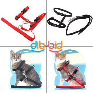   Cat Adjustable Nylon Lead Leash Collar Harness Kitten Belt Safety Rope